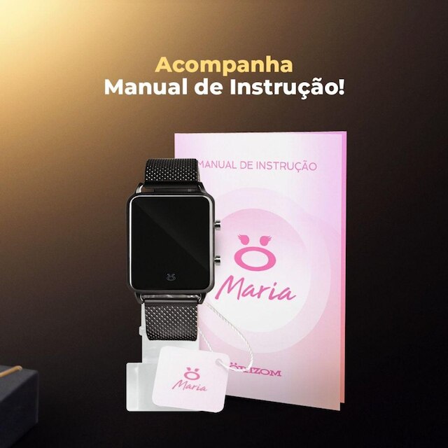 Relogio Digital Feminino Preto ajustável pulseira silicone RLA15