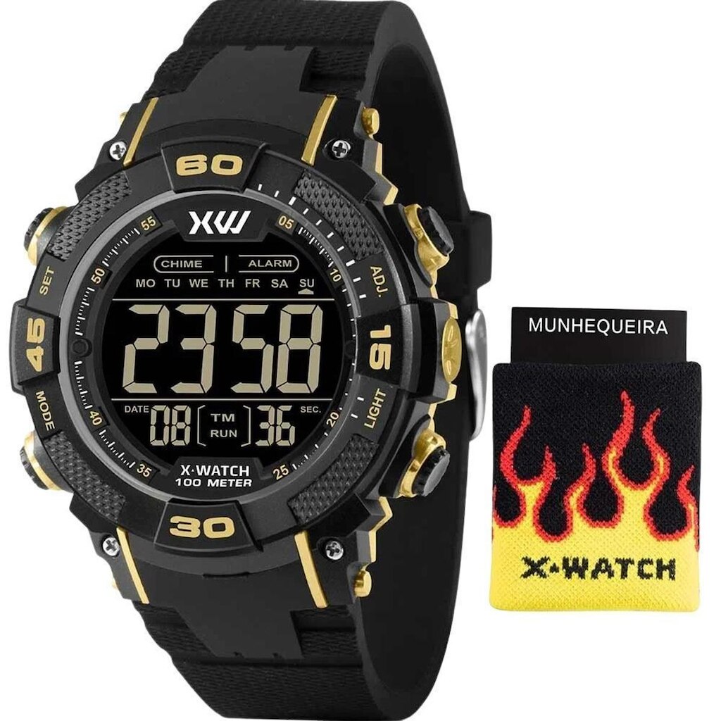 RELÓGIO DIGITAL X-WATCH COM MUNHEQUEIRA MASCULINO XMPPD796K0BMPXPX