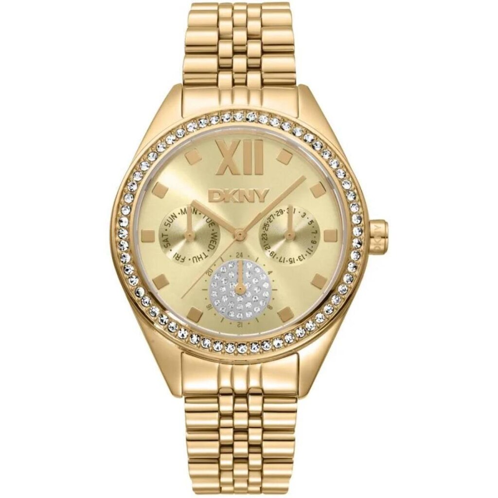 Relógio Dkny Feminino Ref: Dk1l098m0065 Multifunção Dourado
