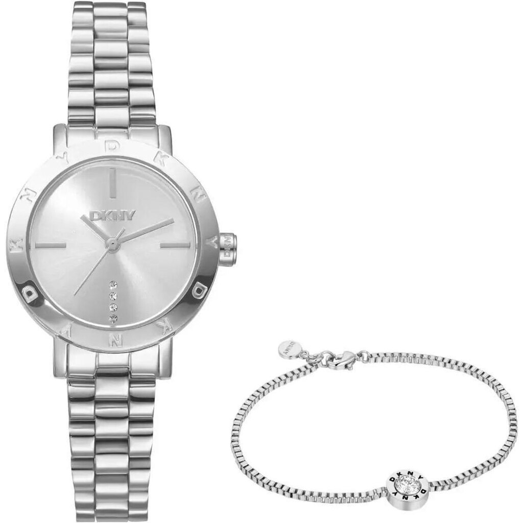 Relógio Dkny Feminino Ref: Dk1l165m0045 Prateado + Semijóia