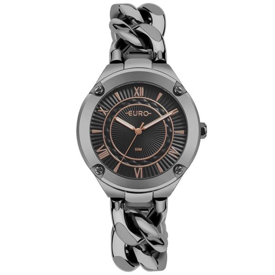 Relógio Euro Feminino Chains Grafite - EU2035YUE/4P EU2035YUE/4P - Incolor Menor preço em Relógio Euro Feminino Chains Grafite - EU2035YUE/4P EU2035YUE/4P - Incolor