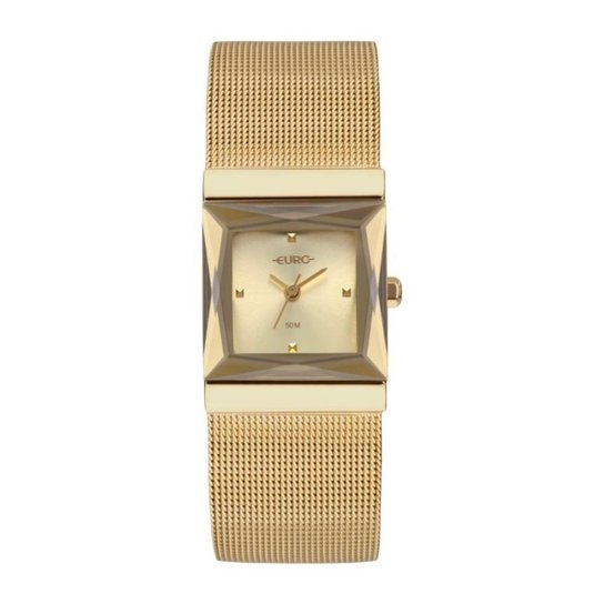 Relógio Euro Feminino Ref: Eu2035zav/4d Retangular Mesh Dourado