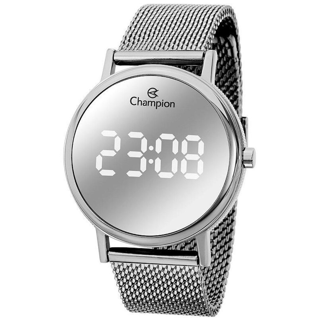 Relógio Feminino Champion Digital Espelhado Pulseira Mesh CH40179S Colar e Brincos