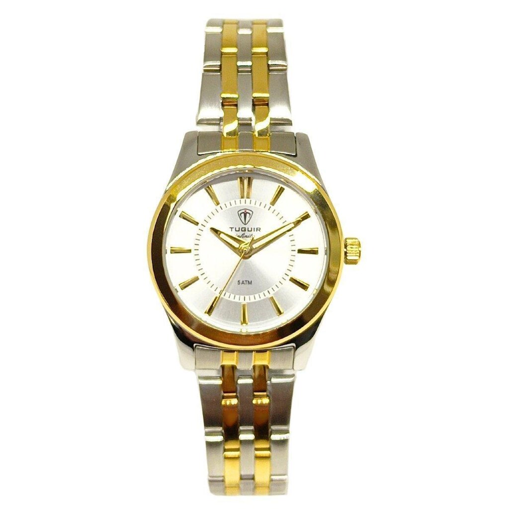 Relógio Feminino de Aço Tuguir Analógico Infinity 2462H Prata e Dourado