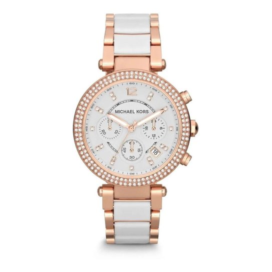 Relógio Feminino Michael Kors Mk5774 Parker Rose Branco 39mm - Dourado Menor preço em Relógio Feminino Michael Kors Mk5774 Parker Rose Branco 39mm - Dourado