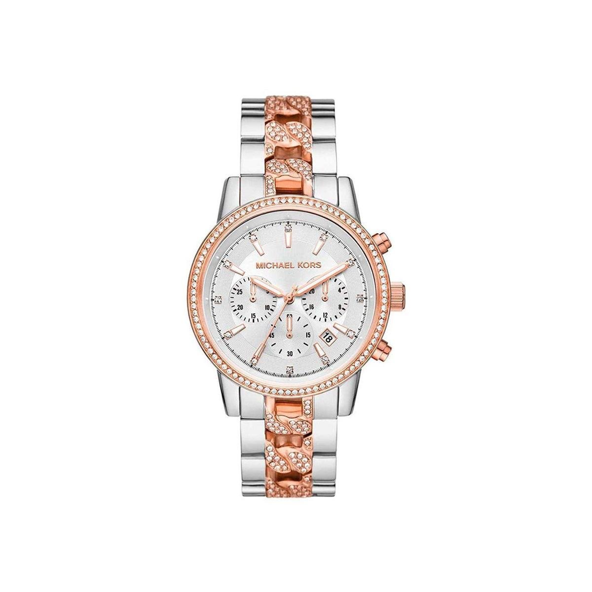 Relógio Feminino Michael Kors MK6938 Ritz Pave Aço Rosê 41mm - Dourado ...