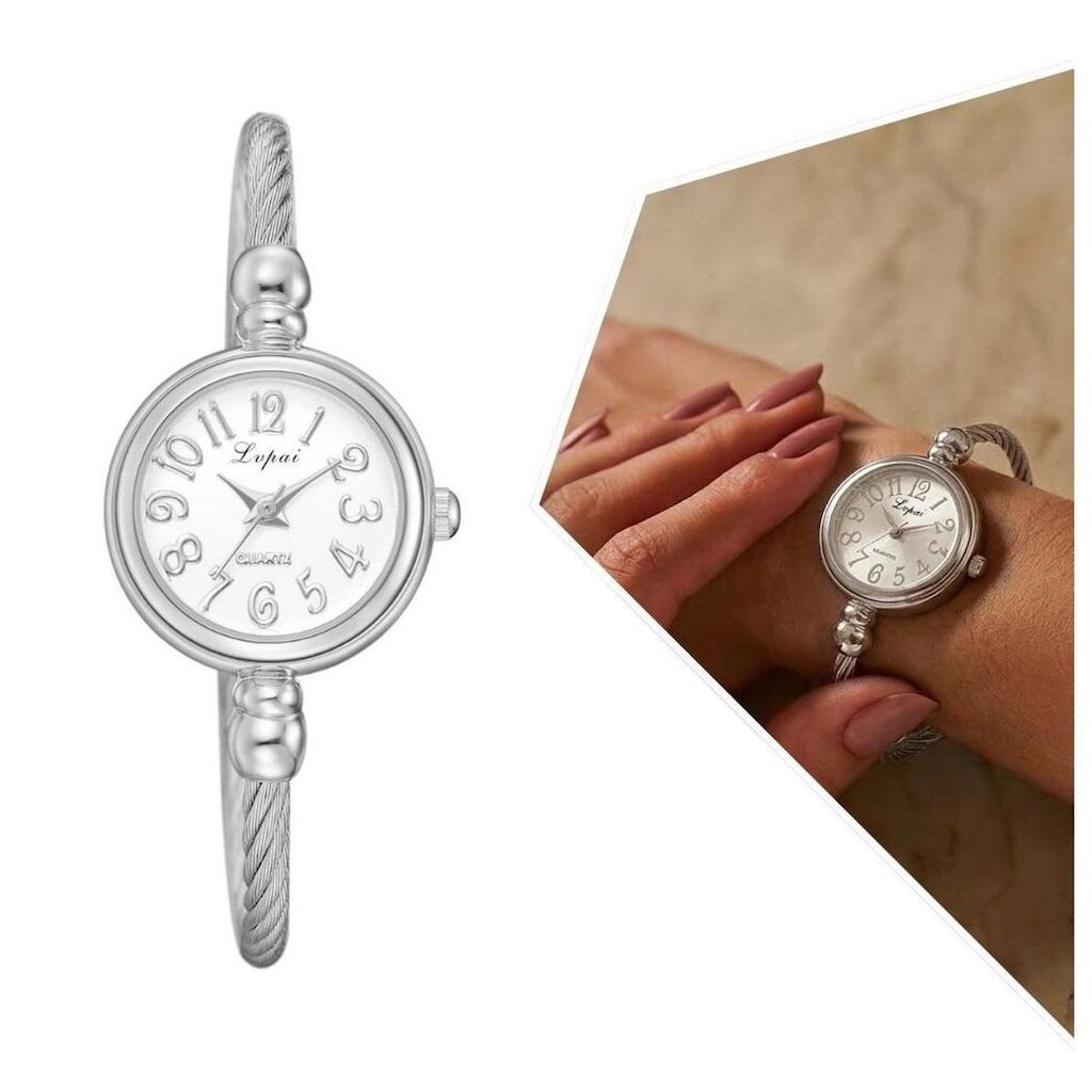Relógio Feminino Prata Mini Analógico Pulseira Ajustável