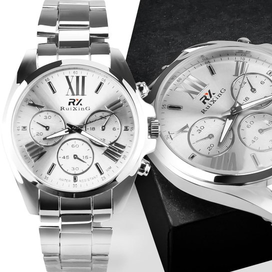 Relogio feminino Prova d aga prata aço - Prata Menor preço em Relogio feminino Prova d aga prata aço - Prata