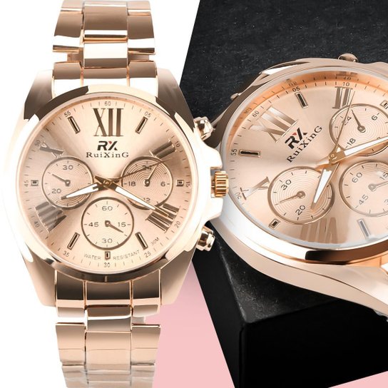 Relogio feminino Prova d aga Rose aço - Rosa Menor preço em Relogio feminino Prova d aga Rose aço - Rosa