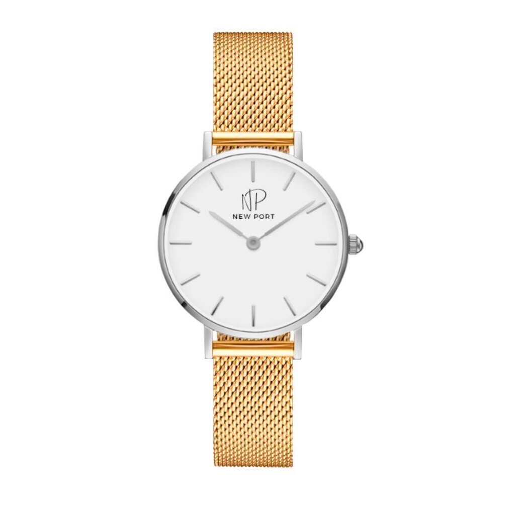 Relógio Feminino Pulseira Dourada Analógico Casual 32mm