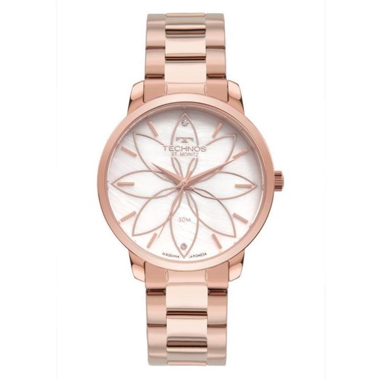 Relógio Feminino Technos ST MORITZ 2036MNS/1B 38mm AÇO ROSE - Rosê Menor preço em Relógio Feminino Technos ST MORITZ 2036MNS/1B 38mm AÇO ROSE - Rosê