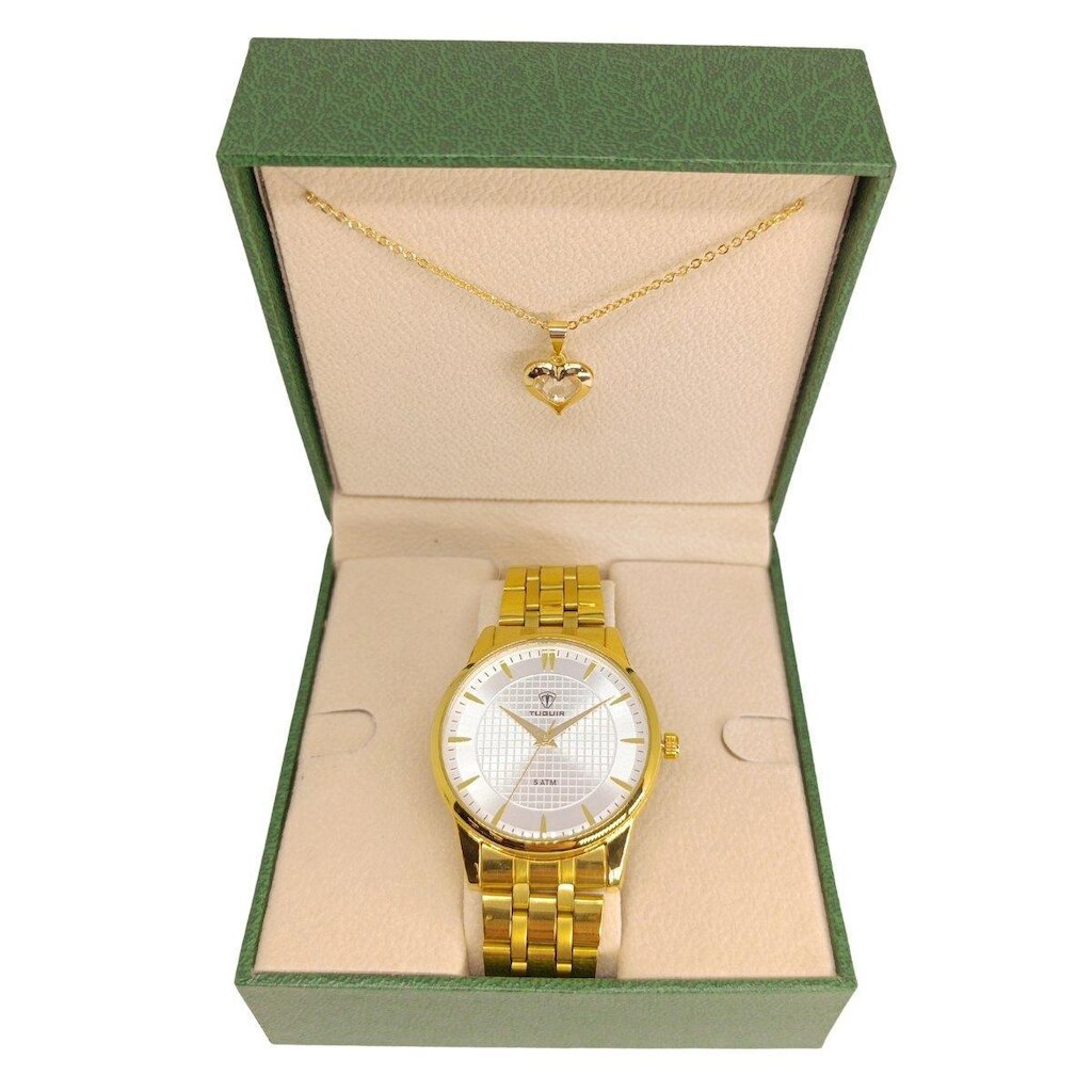 Relógio Feminino Tuguir Analógico 9182F Dourado e Branco