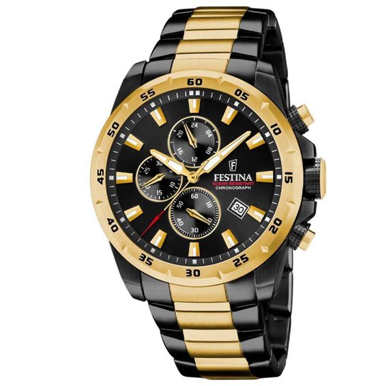 Relógio Festina Masculino Aço Preto e Dourado F20563/1 10 ATM - Preto Menor preço em Relógio Festina Masculino Aço Preto e Dourado F20563/1 10 ATM - Preto