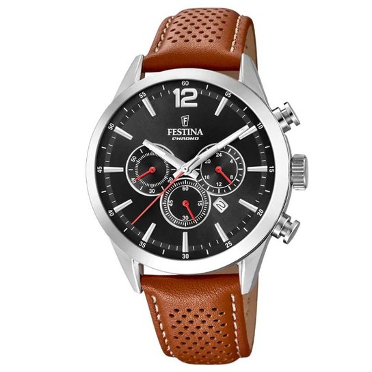 Relógio Festina Masculino Couro Marrom F20542/6 05 ATM - Marrom Menor preço em Relógio Festina Masculino Couro Marrom F20542/6 05 ATM - Marrom