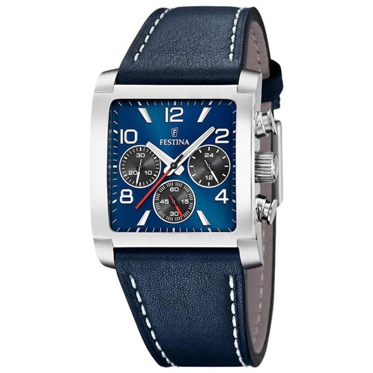 Relógio Festina Timeless Chronograph Masculino Couro Azul - Azul Menor preço em Relógio Festina Timeless Chronograph Masculino Couro Azul - Azul