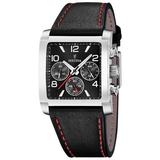 Relógio Festina Timeless Chronograph Masculino Couro Preto - Preto Menor preço em Relógio Festina Timeless Chronograph Masculino Couro Preto - Preto