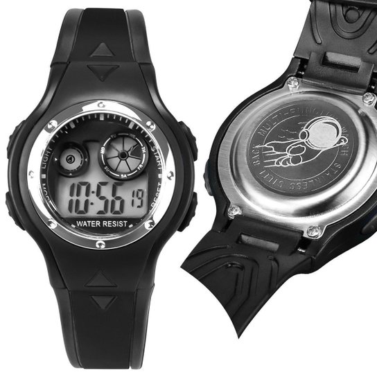 Relogio Infantil silicone digital led moda - Preto Menor preço em Relogio Infantil silicone digital led moda - Preto