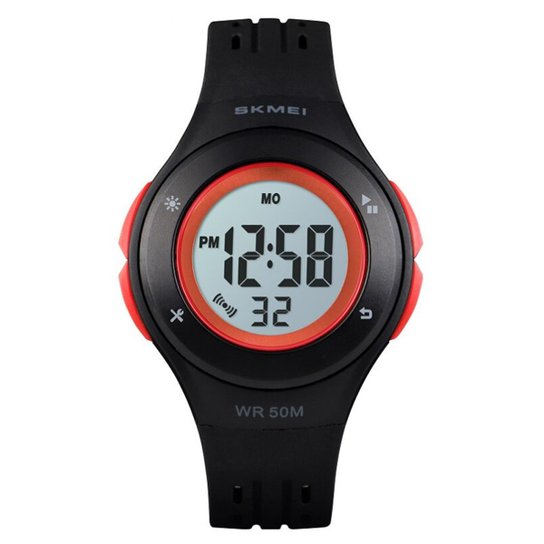 Relógio Infantil Skmei Digital Masculino - Preto+Vermelho Menor preço em Relógio Infantil Skmei Digital Masculino - Preto+Vermelho