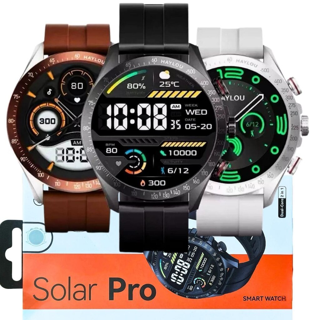Relógio Inteligente Haylou Solar Pro Android iOS Função SOS Gps Redondo Masculino Militar Resistente