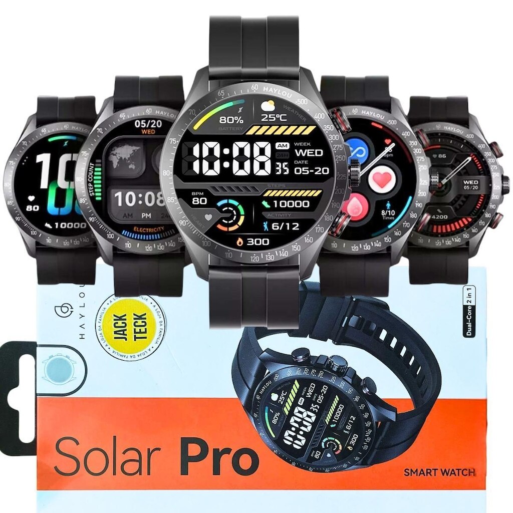 Relógio Inteligente Redondo Masculino Militar Resistente Haylou Solar Pro Android iOS Função SOS Gps