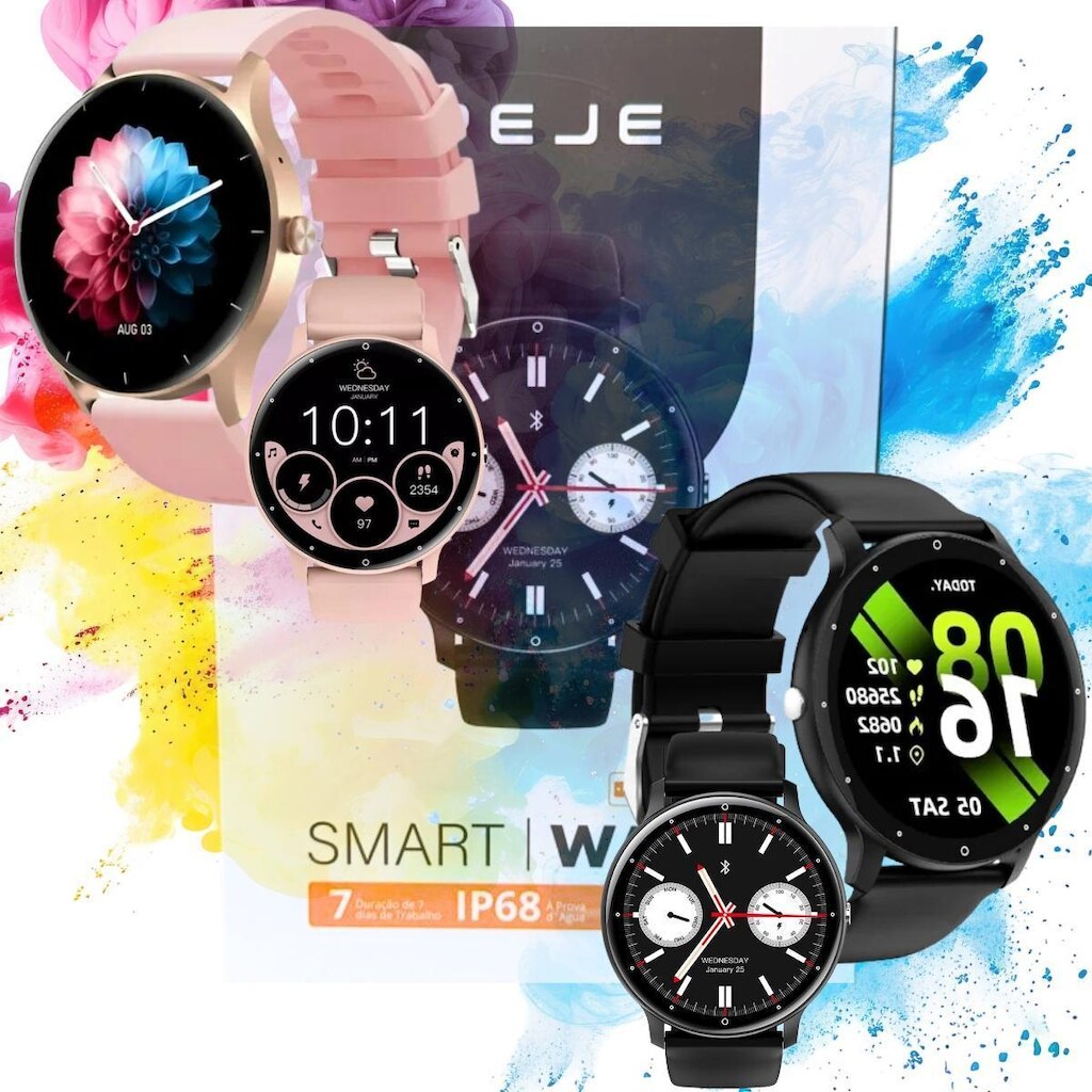 Relógio Inteligente Redondo Peje ZW02 Pro Lançamento Android iOS Bluetooth Siri