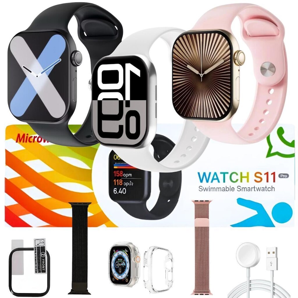 Relógio Inteligente S11 Pro Android iOS 3 Inteligencias Artificiais Responde Whatzz Siri Faz Ligaçao