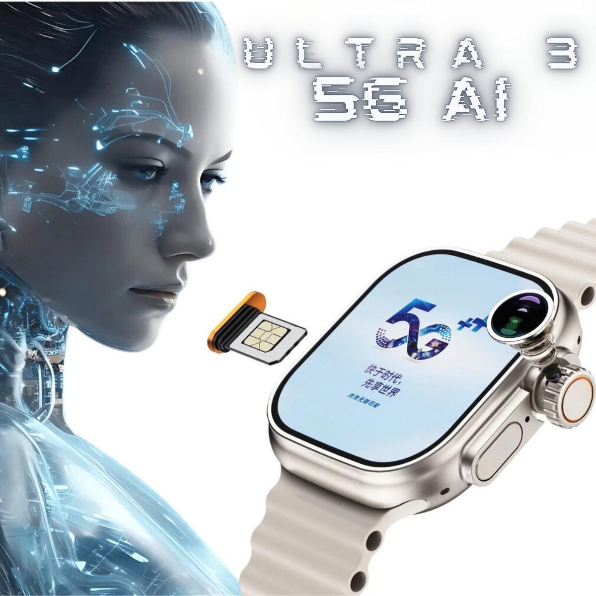 Relógio Inteligente Smart Watch Ultra 3 AI 5G Chip Nfc Gps ChatGpt ...
