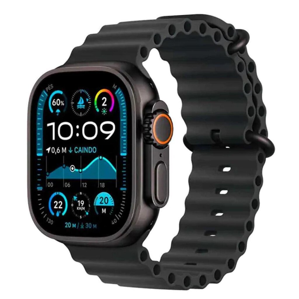 Relógio Inteligente Smartwatch Ultra Series 49mm + Pulseira Ondulada Oceano Preta