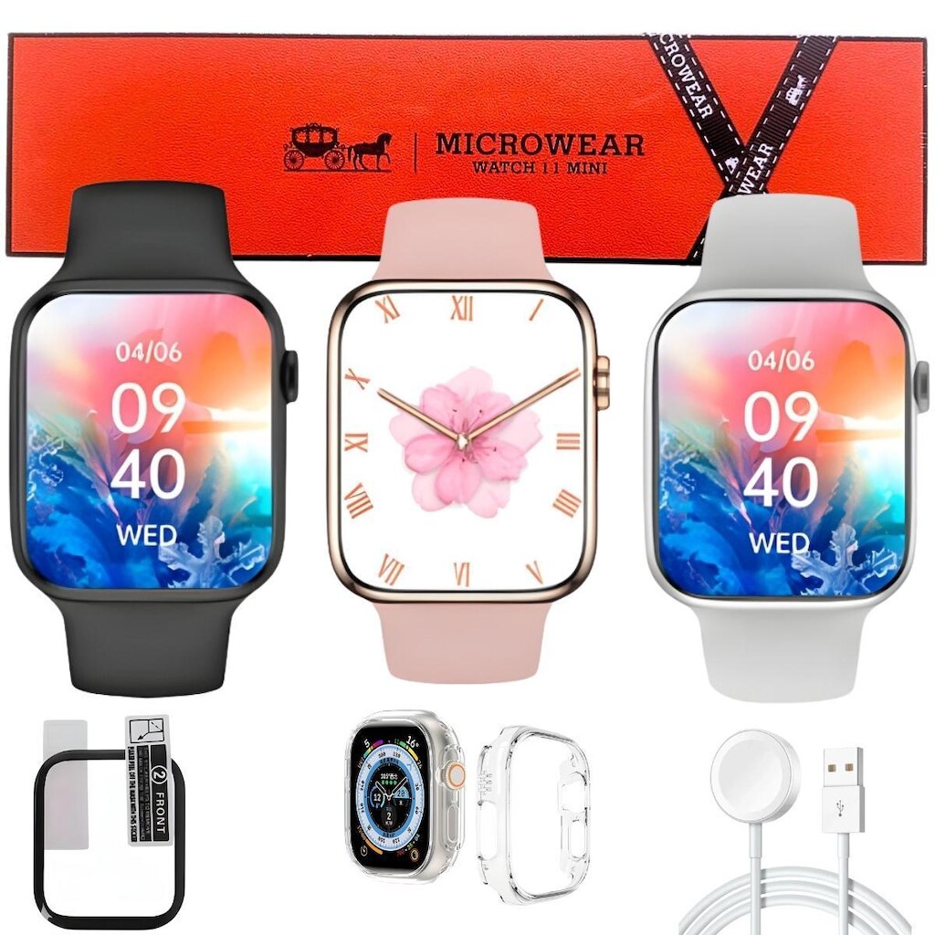 Relógio Inteligente W11 Mini Para Pulso Fino Original Microwear Tela Amoled Chatgpt Siri Bluetooth