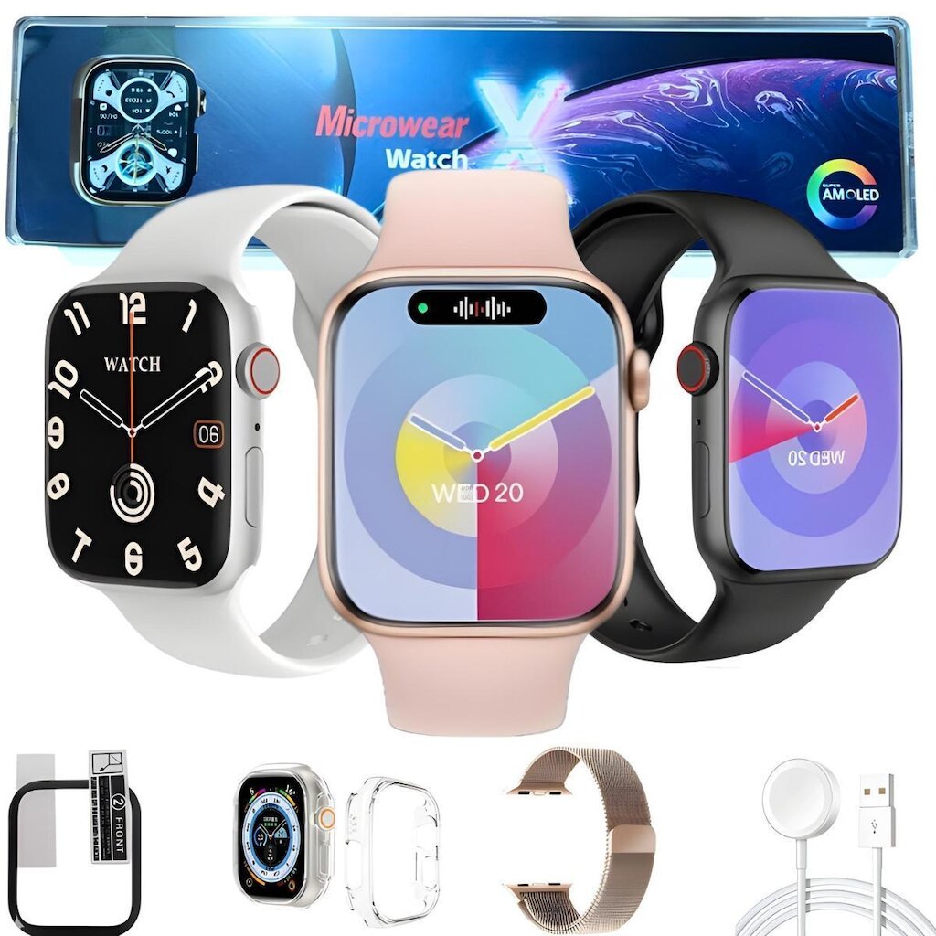 Relogio Inteligente Watch X Smartwatch Bluetooth Masculino Feminino C/Pulseira Extra Pelicula Case