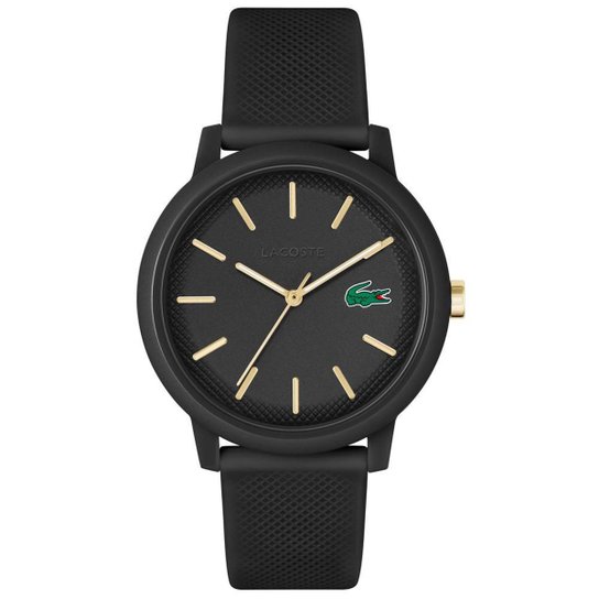 Relógio Lacoste.12.12 Masculino Borracha Preta - Preto Menor preço em Relógio Lacoste.12.12 Masculino Borracha Preta - Preto