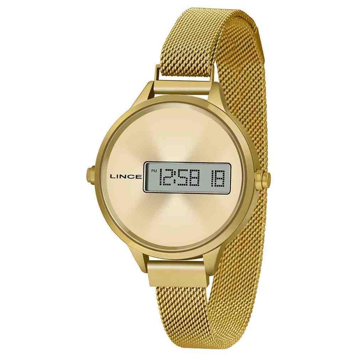 Relógio lince digital feminino dourado Clearance