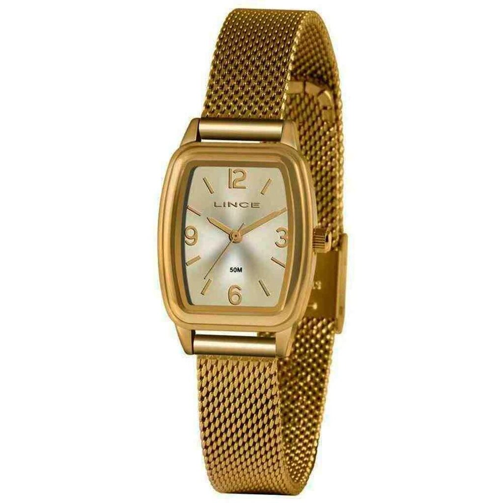 Relógio Lince Feminino Lqg4675l C2kx Retangular Dourado