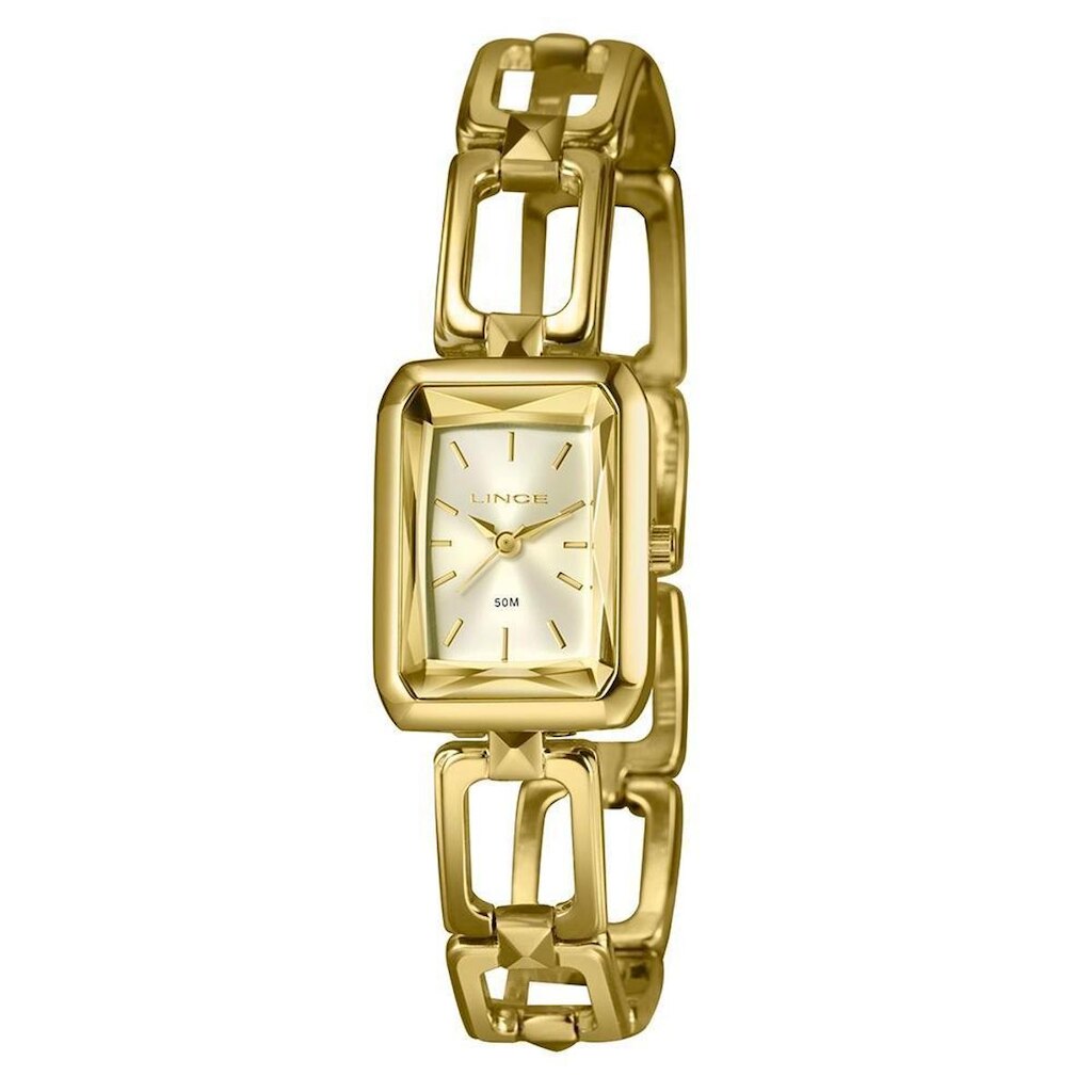Relógio Lince Feminino Ref: Lqg4839l23 C1kx Retangular Bracelete Dourado