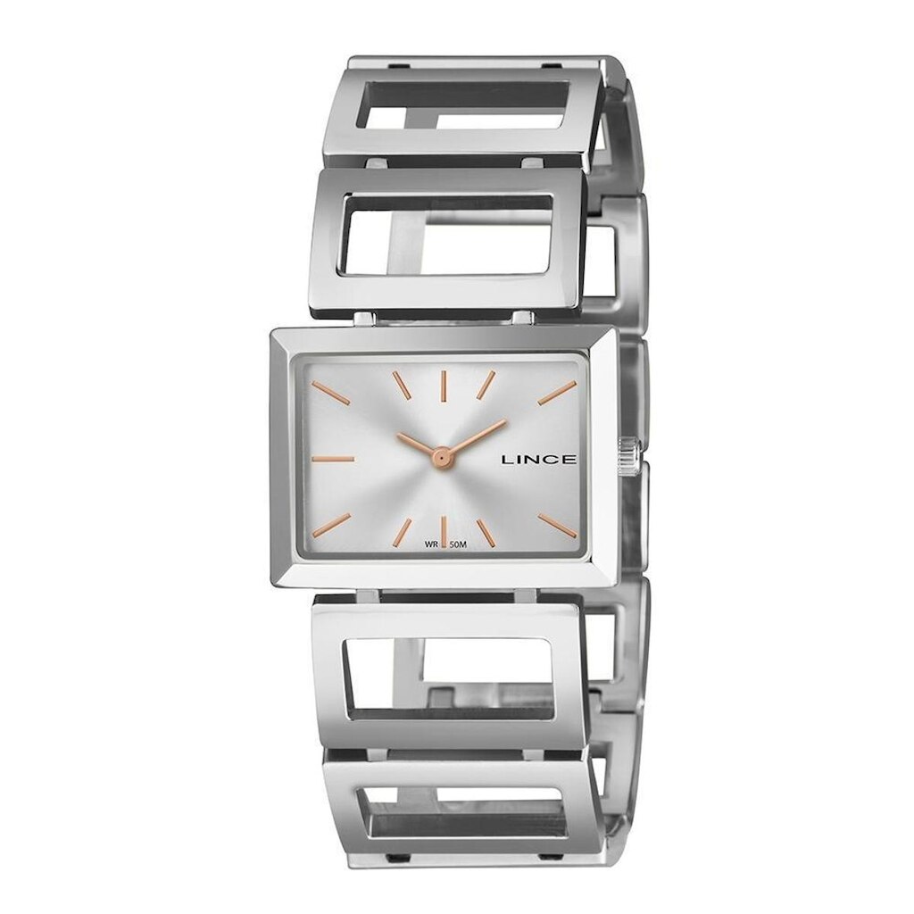 Relógio Lince Feminino Ref: Lqmh296l31 S1sx Retangular Bracelete Prateado