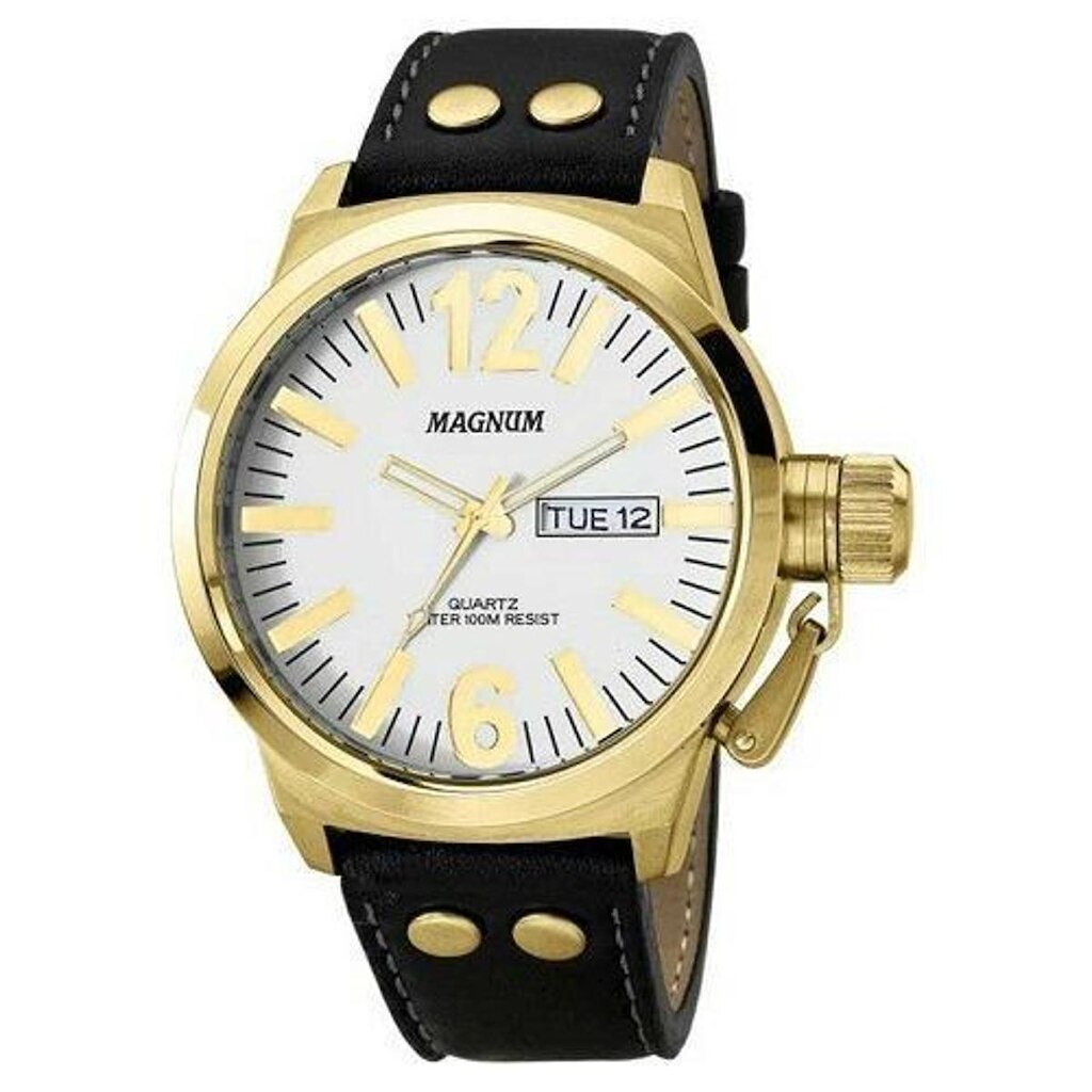 Relógio MAGNUM análogo couro ma31524b dourado