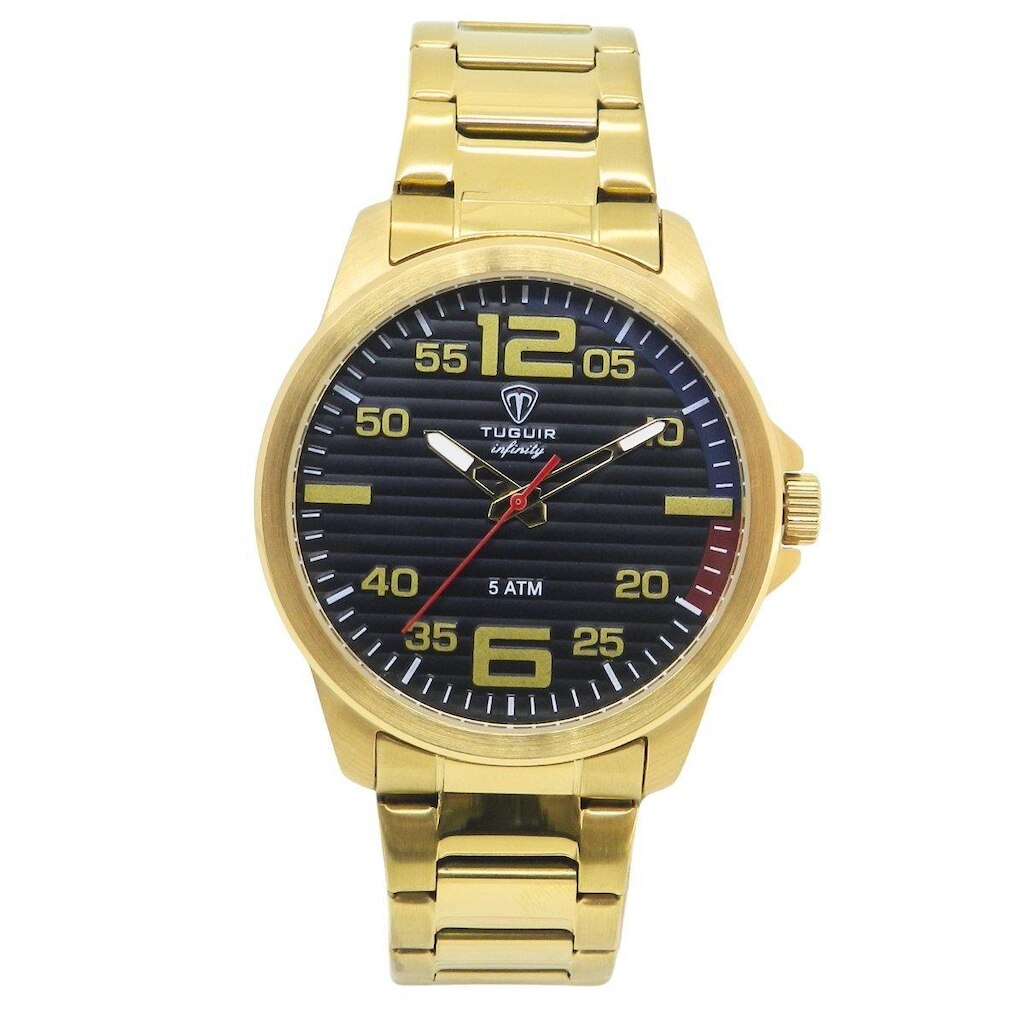 Relógio Masculino Aço Tuguir Analógico 9169A Dourado Preto