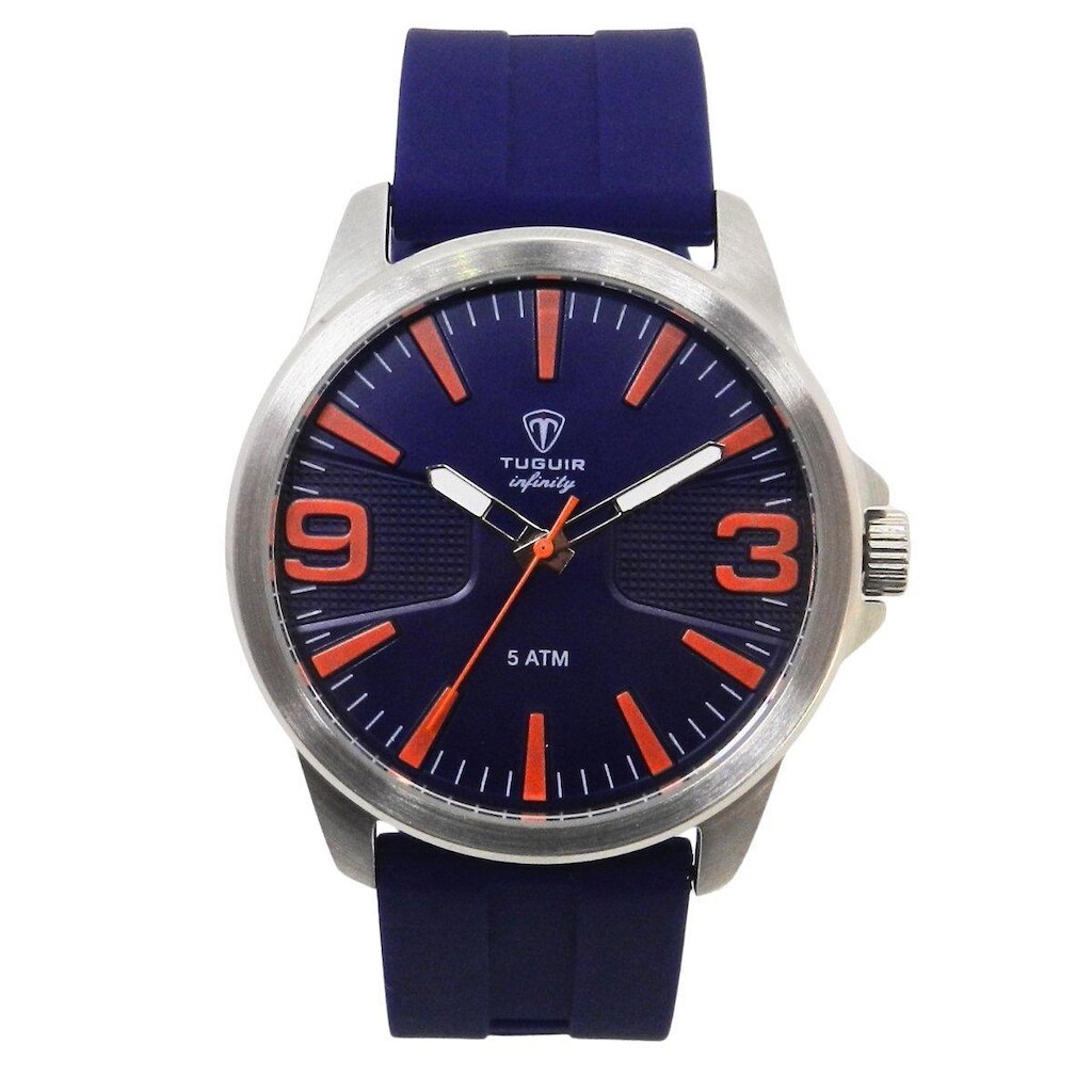 Relógio Masculino Aço Tuguir Analógico 9169L Prata e Azul