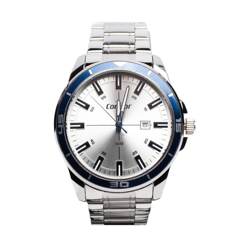 Relógio Masculino Condor Speed Calendário Prata/Marinho