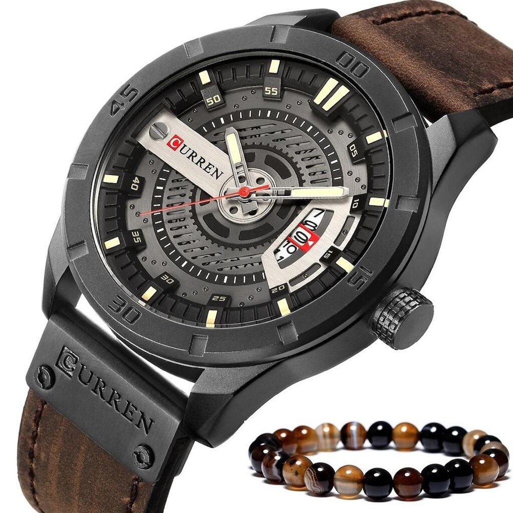 Relogio Masculino Curren Cronógrafo + Pulseira Bolinhas