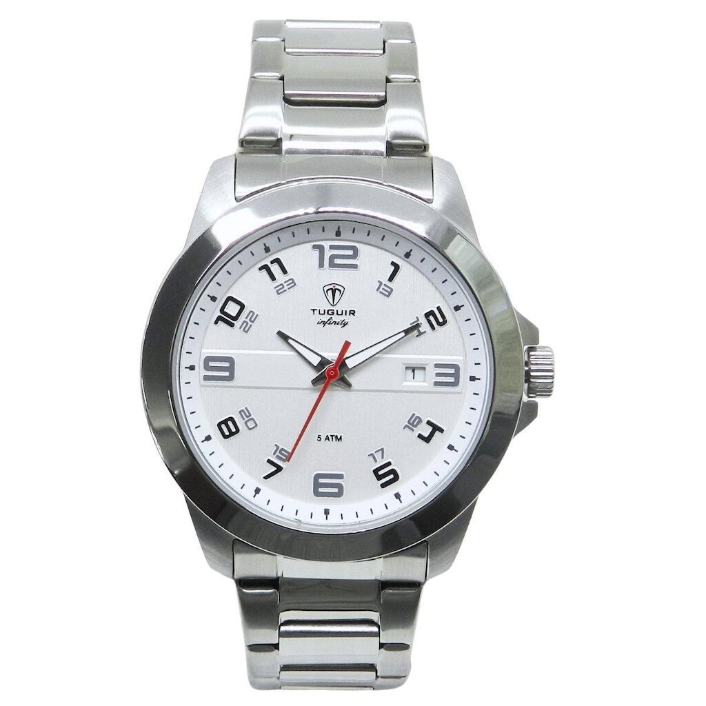 Relógio Masculino de Aço Tuguir Analógico 9169D Prata Branco