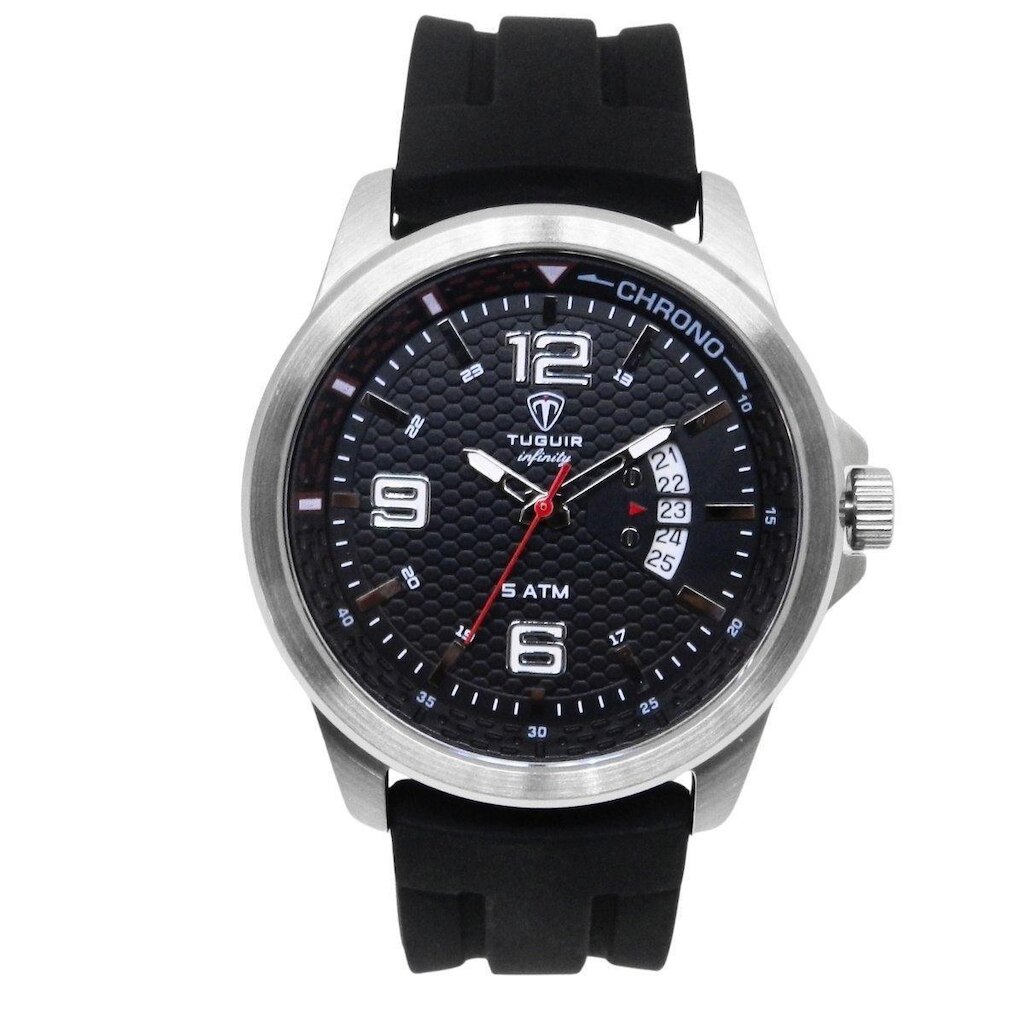 Relógio Masculino de Aço Tuguir Analógico 9169F Prata Preto