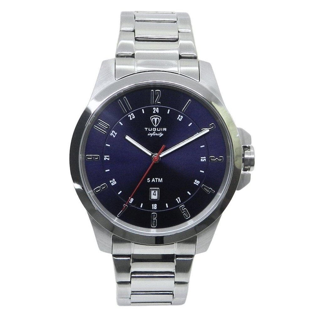 Relógio Masculino de Aço Tuguir Analógico Infinity 6117H Prata e Azul