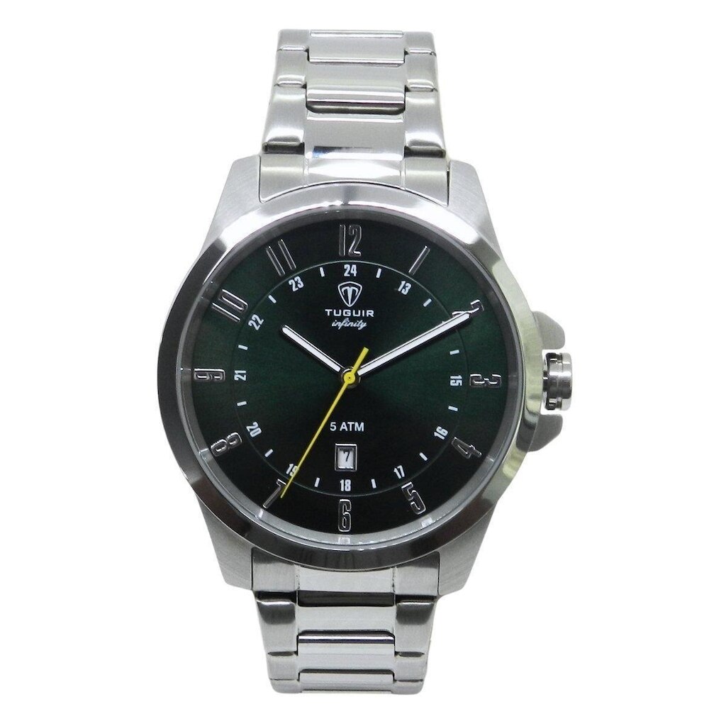 Relógio Masculino de Aço Tuguir Analógico Infinity 6117H Prata e Verde