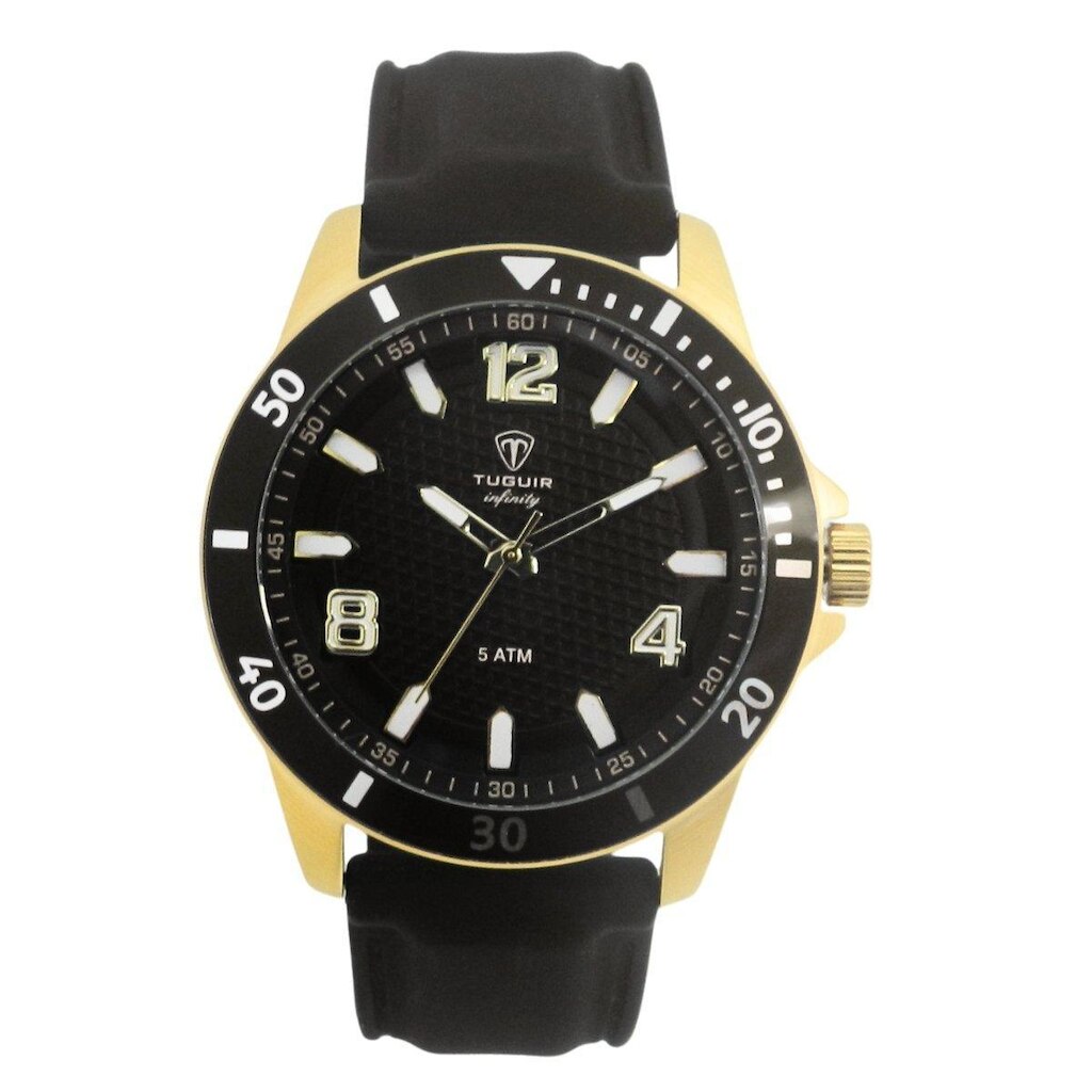 Relógio Masculino de Aço Tuguir Analógico Infinity 9169B Dourado e Preto