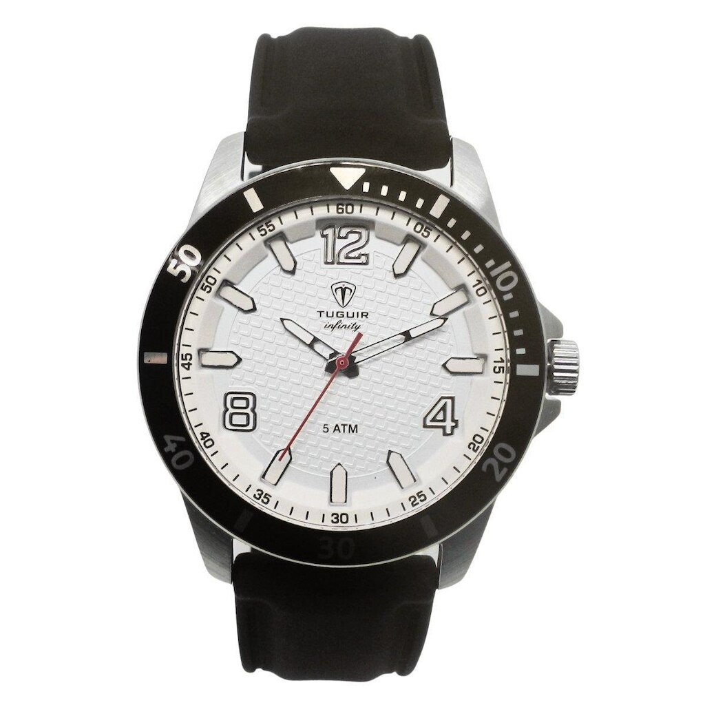 Relógio Masculino de Aço Tuguir Analógico Infinity 9169B Prata e Preto e Branco