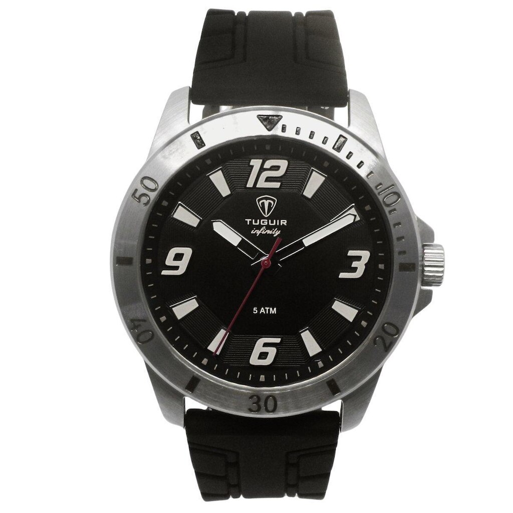 Relógio Masculino de Aço Tuguir Analógico Infinity 9169K Prata e Preto