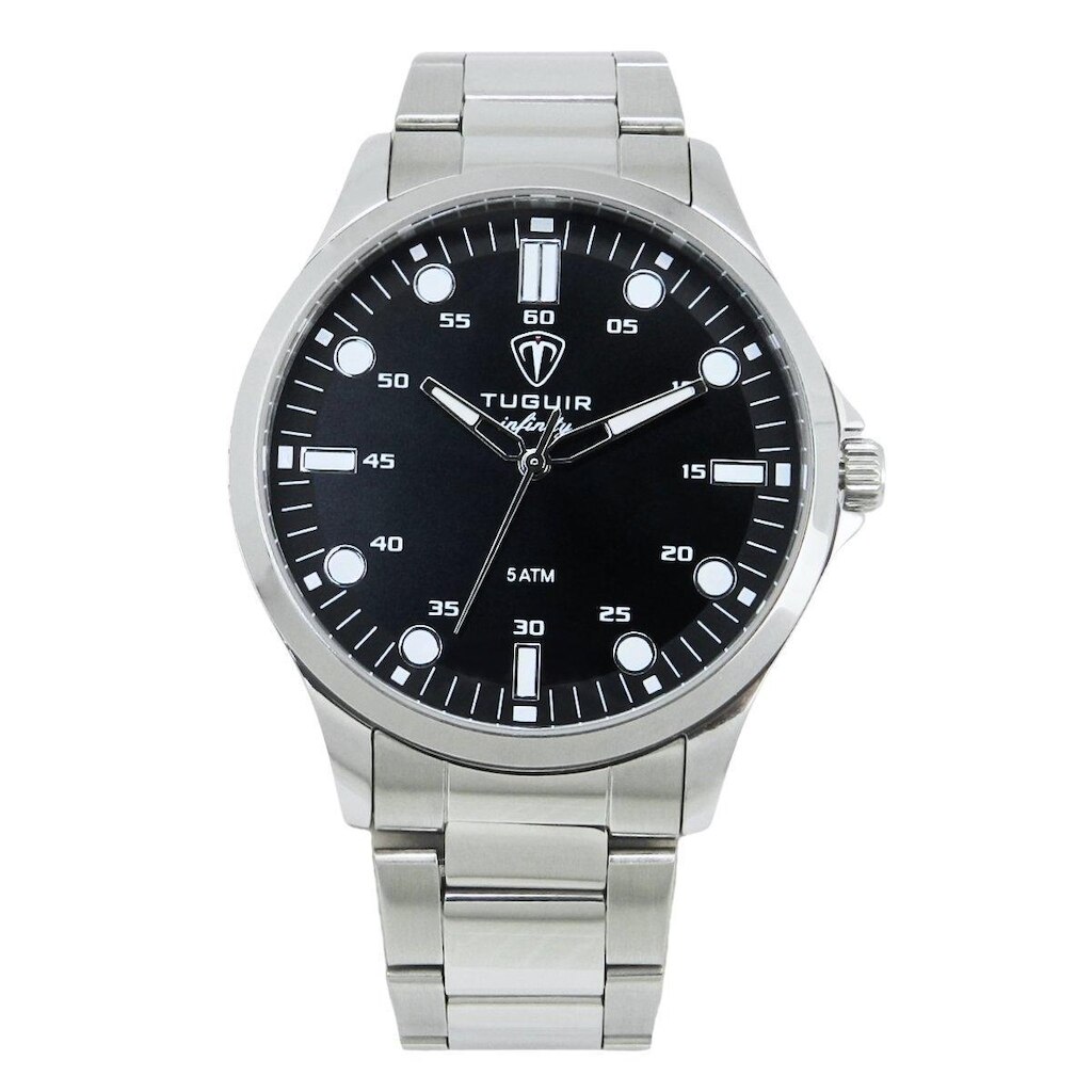 Relógio Masculino de Aço Tuguir Analógico Infinity TGI37215 Prata e Preto