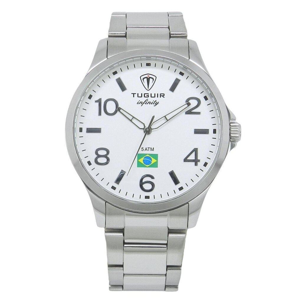 Relógio Masculino de Aço Tuguir Analógico Infinity TGI37226 Prata e Branco