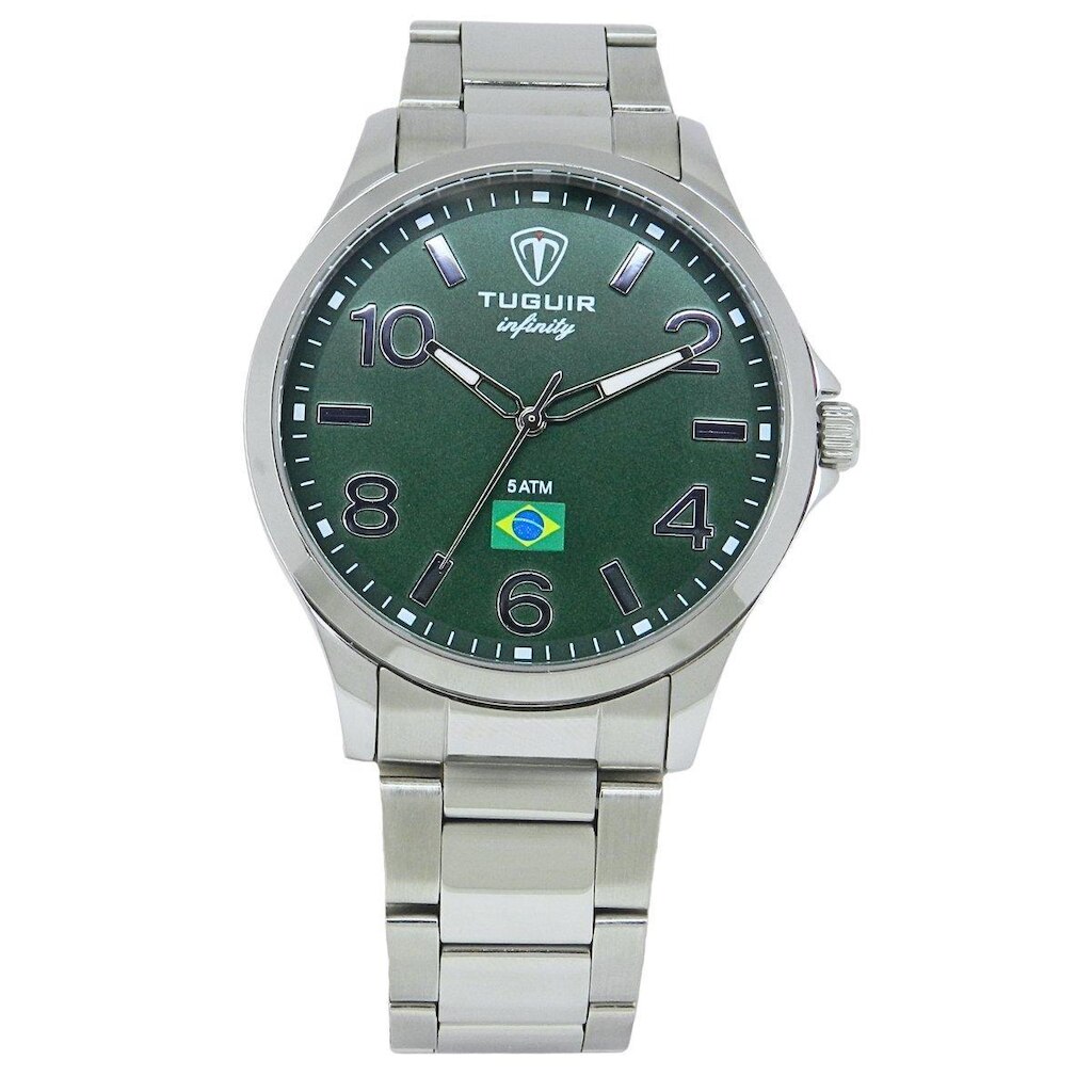 Relógio Masculino de Aço Tuguir Analógico Infinity TGI37228 Prata e Verde